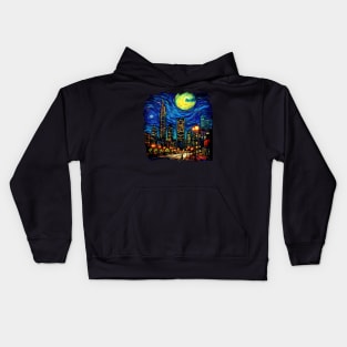 Charlotte Nightfall A 3D Skyline under the Starry Night Kids Hoodie